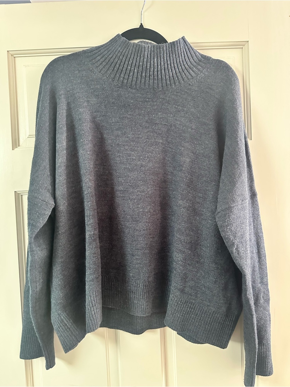 French Connection Gray Mock Neck Oversized Knit Sweater Size L